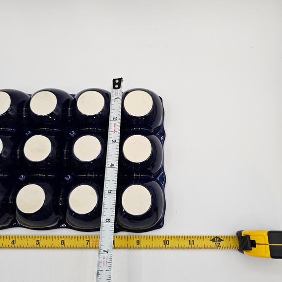 Pioneer Woman Egg Tray Celia Floral Stoneware Blue Hobnail 15-Egg Holder 6x10 - Picture 8 of 8